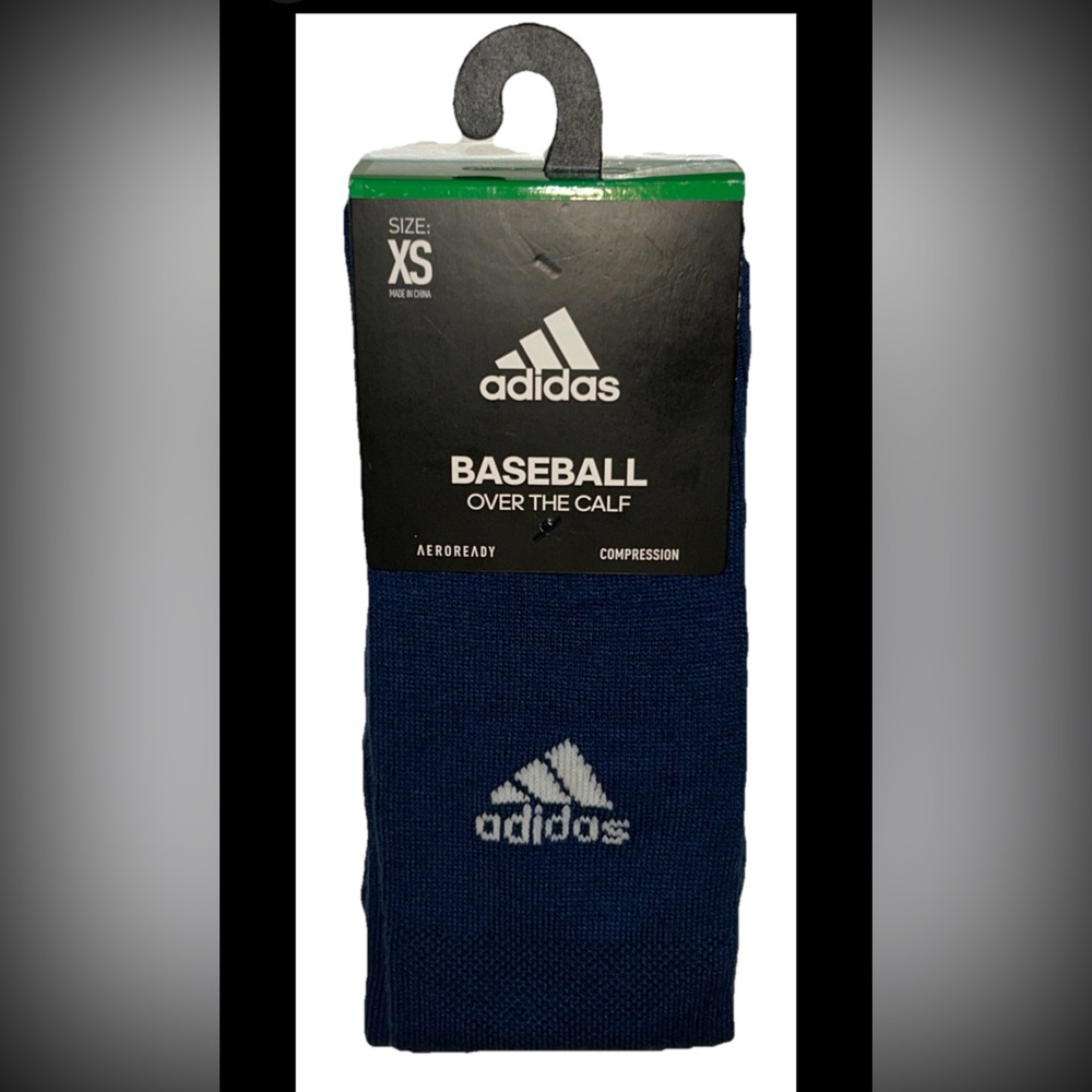 Adidas OTC Baseball Socks 1 Pair Youth Shoe Size 9C-1Y Navy Blue White Logo Kids